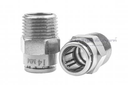ข้อต่อลมทองเหลืองอย่างดี (เกลียวนอก x เสียบสาย) ขนาด 1/2&quot; x 14 mm
