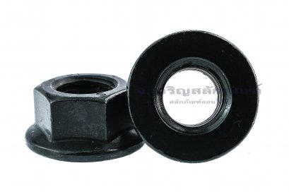 หัวน็อตติดจาน-หัวน็อตติดแหวนเหล็กดำ (Flange Hex Nut Carbon Steel) M14x2.0 เกรด 10