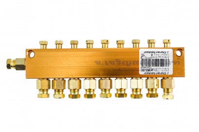 ข้อต่อรวม - หัวจ่ายจารบีน้ำมันหล่อลื่นแบบตาไก่เสียบสาย 10 ทาง รูเข้า 6 mm x รูออก 6 mm