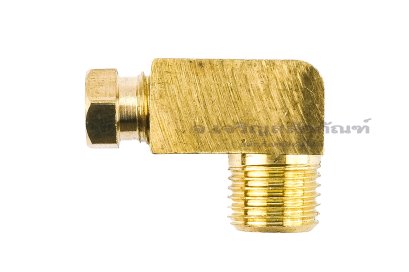 ข้อต่องอ 90° ทองเหลือง (เกลียวนอก x ตาไก่เสียบสาย) M10x1.0 x 4 mm