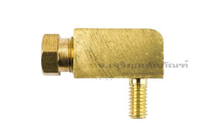 ข้อต่องอ 90° ทองเหลือง (เกลียวนอก x ตาไก่เสียบสาย) M4x0.7 x 4 mm