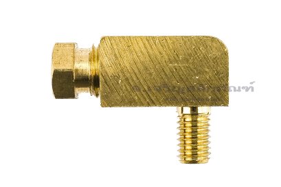 ข้อต่องอ 90° ทองเหลือง (เกลียวนอก x ตาไก่เสียบสาย) M5x0.8 x 4 mm