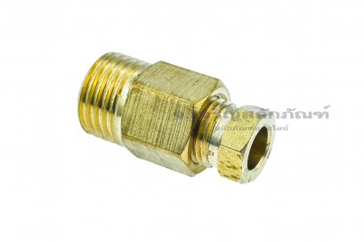 ข้อต่อตรงทองเหลือง เกลียวนอก x ตาไก่เสียบสาย 1/4&quot; x 6 mm