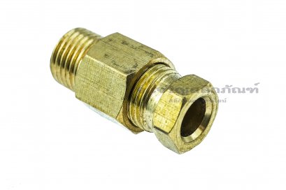 ข้อต่อตรงทองเหลือง เกลียวนอก x ตาไก่เสียบสาย M10x1.0 x6 mm