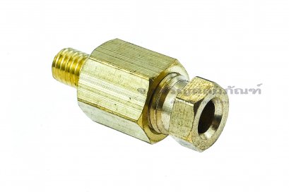 ข้อต่อตรงทองเหลือง เกลียวนอก x ตาไก่เสียบสาย M5x0.8 x4 mm