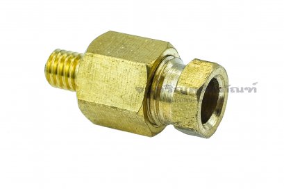 ข้อต่อตรงทองเหลือง เกลียวนอก x ตาไก่เสียบสาย M6x1.0 x6 mm