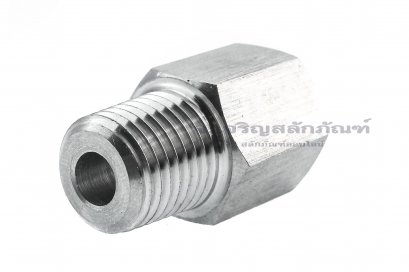 ข้อต่อตรงสแตนเลส (เกลียวนอก x เกลียวใน) 1/4&quot;-18 NPT x 1/4&quot;-19 BSPF ข้อต่อแปลง