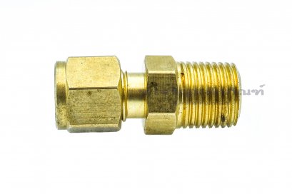 ข้อต่อตาไก่ทองเหลือง (เกลียวนอก x เสียบสาย) 1/8&quot;x1/8&quot;mm ( 9.4 mm x 3.4 mm )