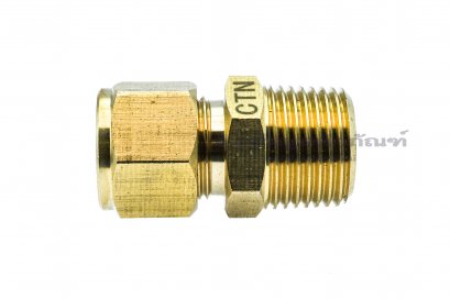 ข้อต่อตาไก่ทองเหลือง (เกลียวนอก x เสียบสาย) 3/8&quot;x 3/8&quot;mm ( 16.5 mm x 9.52 mm )