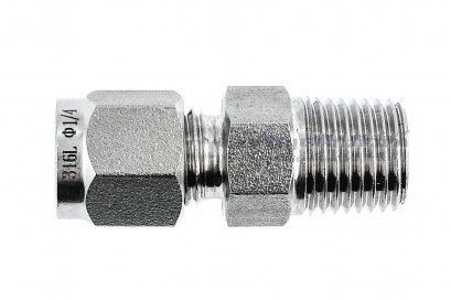 ข้อต่อตาไก่สแตนเลสเกรด 316 (เกลียวนอก x เสียบสาย) 1/4&quot;x1/4 mm