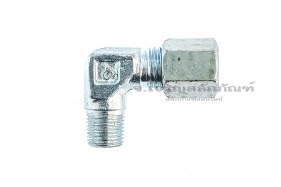 ข้อต่อตาไก่ไฮดรอลิกส์เหล็กชุบแบบงอ 90° (เกลียวนอก x เสียบสาย)  1/8&quot;x 6 mm