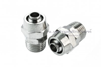 ข้อต่อลมทองเหลืองอย่างดี แบบสวมขันอัด (เกลียวนอก x เสียบสาย) ขนาด 1/4&quot;x10 mm
