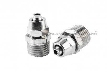 ข้อต่อลมทองเหลืองอย่างดี แบบสวมขันอัด (เกลียวนอก x เสียบสาย) ขนาด 1/4&quot;x6 mm
