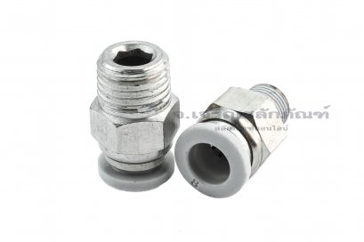 ข้อต่อลมเกลียวแป๊ป (เกลียวนอก x เสียบสาย) ขนาด 1/4&quot; x 12 mm