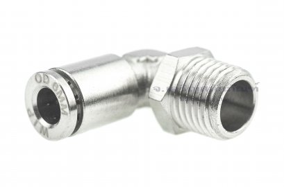 ข้อต่อลมแบบงอ 90° (เกลียวนอก x เสียบสาย) ขนาด 1/4&quot; x 6 mm