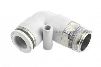 ข้อต่อลมแบบงอ 90° (เกลียวนอก x เสียบสาย) ขนาด 3/8&quot; x 10 mm
