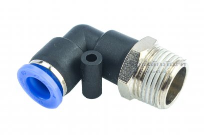 ข้อต่อลมแบบงอ 90° (เกลียวนอก x เสียบสาย) ขนาด 3/8&quot; x 8 mm