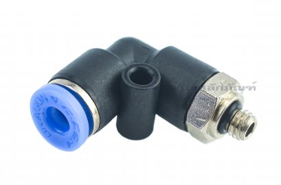 ข้อต่อลมแบบงอ 90° (เกลียวนอก x เสียบสาย) ขนาด M5 x0.8 x 4 mm