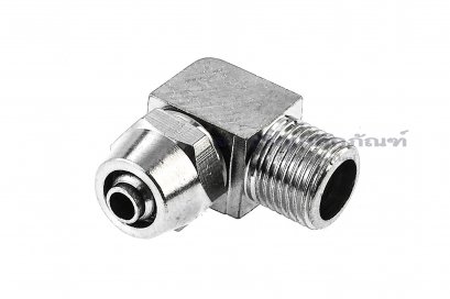 ข้อต่อสายแบบสวมขันอัด แบบงอ 90° ทองเหลืองอย่างดี (เกลียวนอก x เสียบสาย) ขนาด 1/8&quot;x6 mm