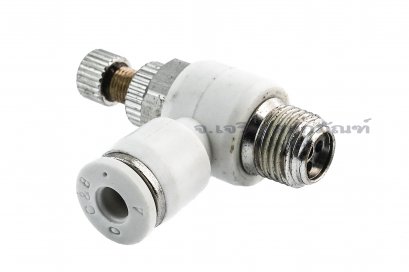 ข้อต่อวาล์วคอนโทรล ข้อต่อปรับลมเกลียวแป๊ป (เกลียวนอก x เสียบสาย) ขนาด 1/8&quot; x 4 mm