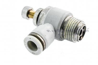 ข้อต่อวาล์วคอนโทรล ข้อต่อปรับลมเกลียวแป๊ป (เกลียวนอก x เสียบสาย) ขนาด 3/8&quot;x8 mm