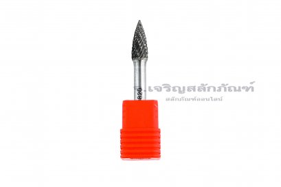 ดอกเจียรคาร์ไบด์ (Tungsten Carbide Grinder Bit) FUKA ทรงต้นสนแหลม 6-G0820 8x20x6 (โตxยาวxแกน)