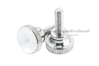 น็อตมือหมุนสแตนเลส หัวทรงกระบอกแบน (Stainless Steel Flat Cylinder Knob Bolt) ขนาด M5x16 รุ่นฐานสูง