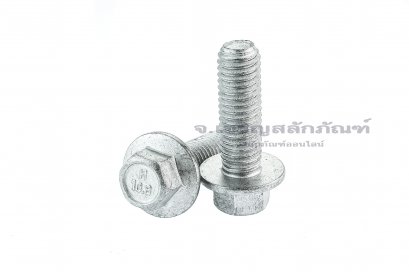 น็อตหัวเหลี่ยมแบบติดจานเหล็กชุบซิ้งค์ M8x1.25x25