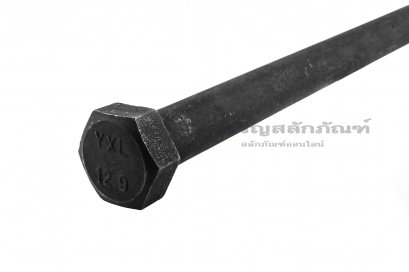 น็อตเหลี่ยมดำแข็งพิเศษ M24x3.0x500 เกรด 12.9 เกลียวไม่ตลอด