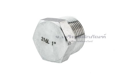 ปลั๊กอุดเกลียวนอกสแตนเลส หัวหกเหลี่ยม รุ่นงานอย่างดี  ขนาด 1" เกลียว 11 (BSPT)