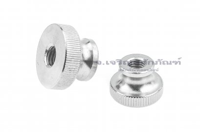 หัวน็อตมือหมุนสแตนเลส หัวทรงกระบอกนูน (Stainless Steel Flat Cylinder Knob Nut) ขนาด M10 หัวโต 30 mm แบบทะลุ