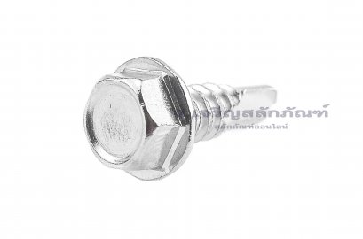 สกรูเกลียวปล่อยปลายสว่านหัวเหลี่ยมสแตนเลส สกรูยิงเมทัลชีท #14x3/4 (6x19.05 mm)