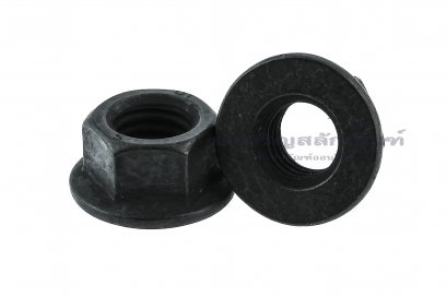 หัวน็อตติดจาน-หัวน็อตติดแหวนเหล็กดำ (Flange Hex Nut Carbon Steel) M10x1.25 เกรด 10