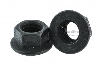 หัวน็อตติดจาน-หัวน็อตติดแหวนเหล็กดำ (Flange Hex Nut Carbon Steel) M10x1.5 เกรด 10