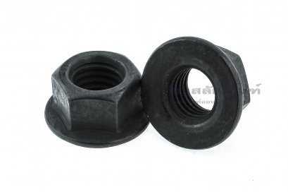 หัวน็อตติดจาน-หัวน็อตติดแหวนเหล็กดำ (Flange Hex Nut Carbon Steel) M12x1.75 เกรด 10