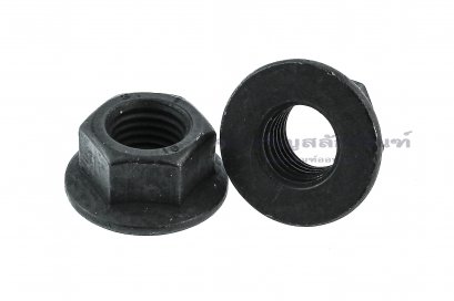 หัวน็อตติดจาน-หัวน็อตติดแหวนเหล็กดำ (Flange Hex Nut Carbon Steel) M16x2.0 เกรด 10