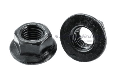 หัวน็อตติดจาน-หัวน็อตติดแหวนเหล็กดำ (Flange Hex Nut Carbon Steel) M12x1.5 เกรด 10.9