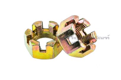หัวน็อตผ่า-หัวน็อตทรงปราสาท-ทรงมงกุฎ M20x1.5 (ประแจขันเบอร์ 29 สูง 17 mm)