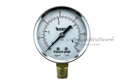 เกจ์วัดความดัน Perfect หน้าปัดโต 64 mm (2.1/2&quot;) ช่วงแรงดัน 4 Kg (60 Lb) ขนาดเกลียว 1/4&quot;