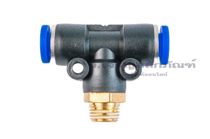 ข้อต่อลมสามทางพลาสติก (เสียบสาย x เกลียวนอก x เสียบสาย) ขนาด 6 mm x 1/8" x 6 mm
