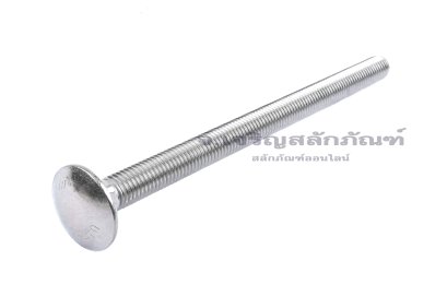 น็อตหัวกลมคอเหลี่ยมสแตนเลส M12x180 เกลียวตลอด