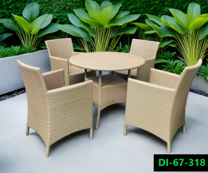 ชุดโต๊ะอาหารสนามหวายเทียม