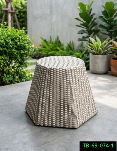 Artificial rattan side table