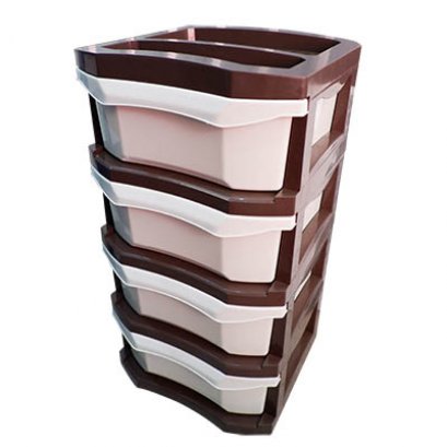 ตู้ลิ้นชัก JASMINE 4 ชั้น DIY 1500M4 โครงน้ำตาลลิ้นชักขาวนม