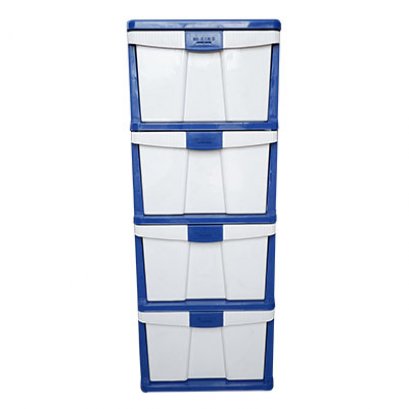 ตู้ลิ้นชัก McKing 4 ชั้น DIY 1057M4 โครงน้ำเงินลิ้นชักขาวนม