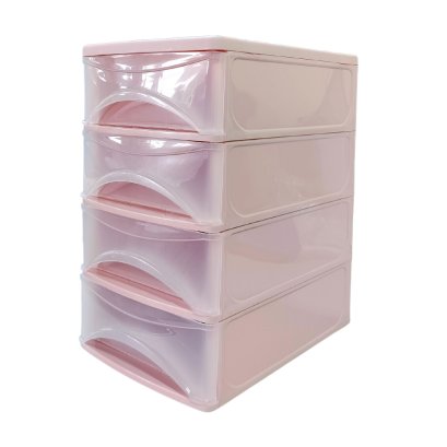 ลิ้นชักพลาสติก ตู้ลิ้นชักเล็ก 4 ชั้น สีชมพู 1034M4 ขนาด 26x18.5x31.5 ซม.