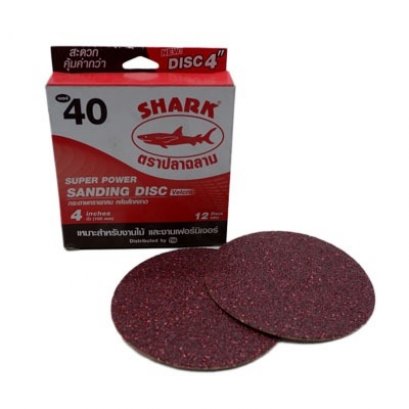 กระดาษทรายกลม หลังสักหลาด 4 นิ้ว ( 100 mm ) ตรา SHARK เบอร์ 40