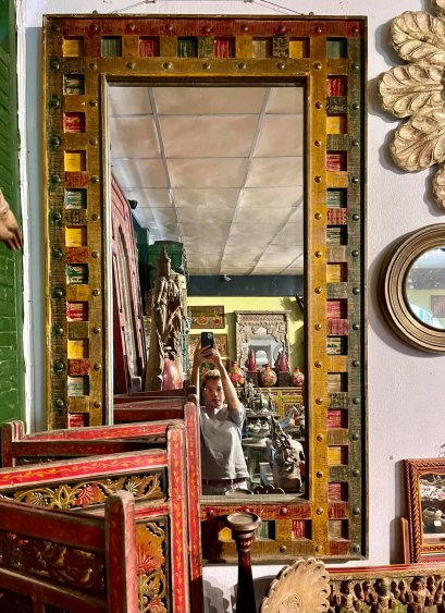 Big Mirror in Washed Colors and Iron Nails