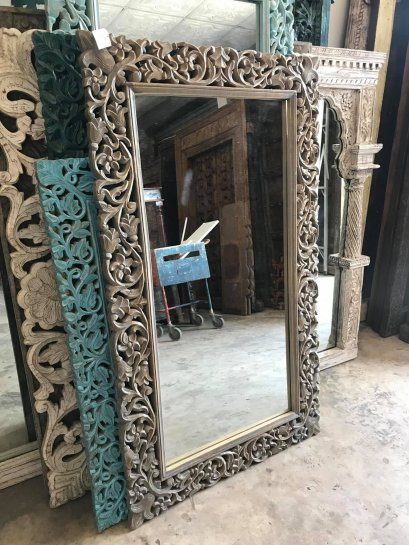 Floral Carved Frame Dressing Mirror from India