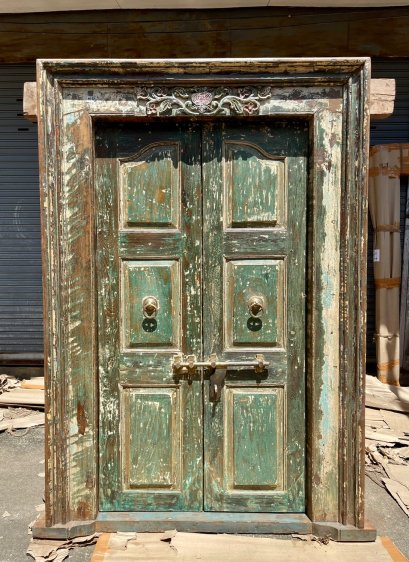 Admirable Rustic Green House Teak Door